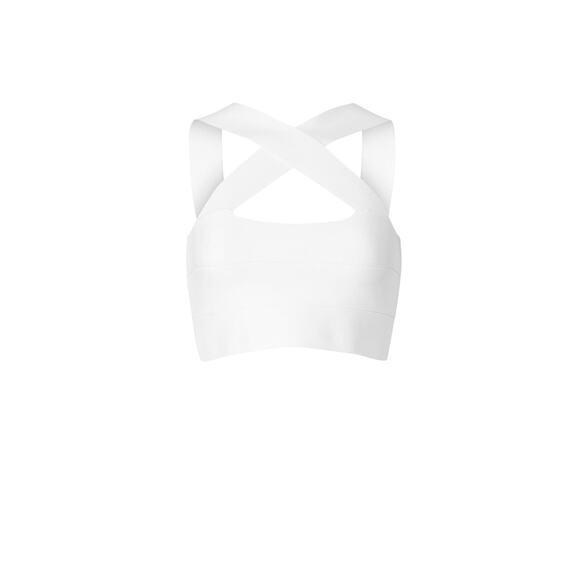 Herve by Herve Leger White Bandage Crisscross Sleeveless Crop Top Size Small - Picture 5 of 14